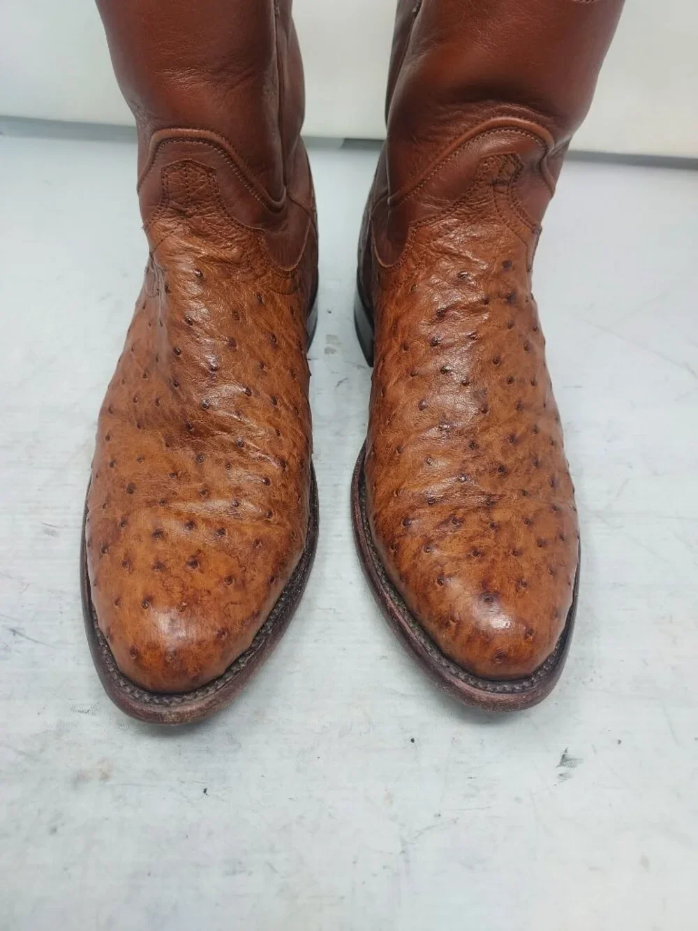 TECOVAS MENS The Earl Ostrich Pecan Brown Cowboy Boot